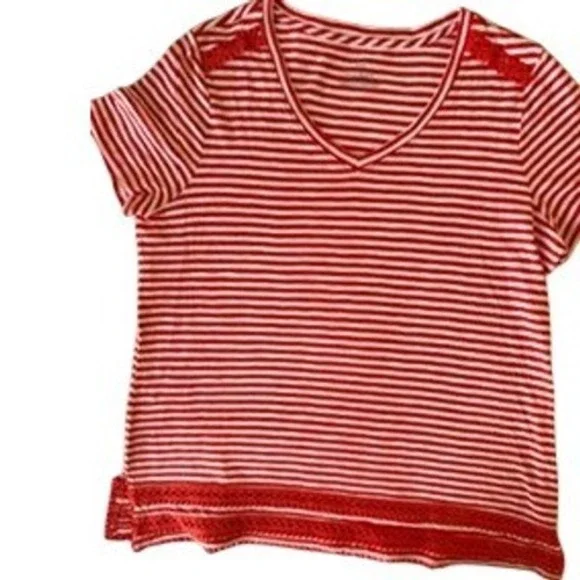 Talbots Woman's Red White Striped Top NWT Size 1X - Picture 3 of 9